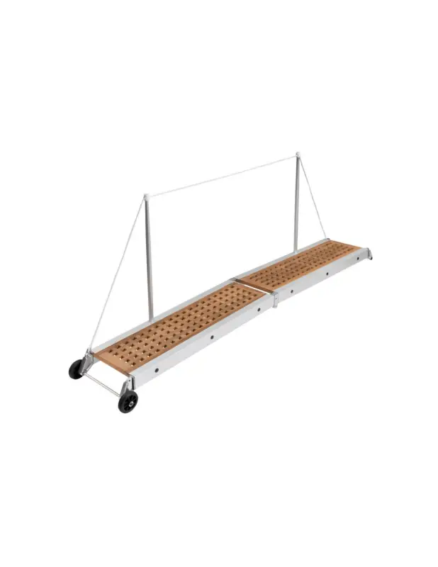 Passerella pieghevole in alluminio anodizzato con piano in teak del Siam Compra Adesso
