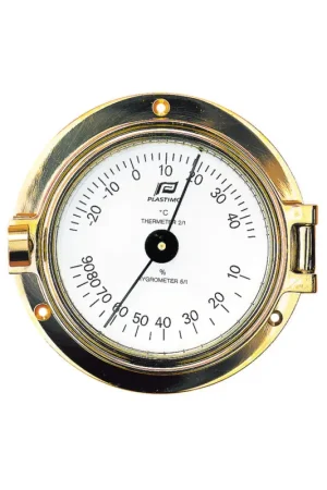 Spedizione Espresso Plastimo termo-igrometro in ottone lucido, Ø base 120 mm, quadrante Ø 75 mm