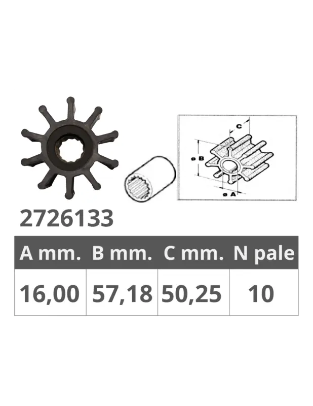 Finnord girante universale Jabsco 18777-0001, Volvo 834794/876120 Quantità Limitata