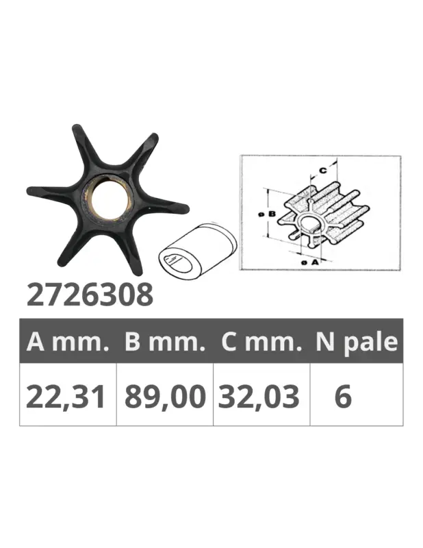 Girante Finnord BRP Johnson Evinrude OMC 395864, V4-V6-V8 25-300 HP dal Prezzo Ridotto