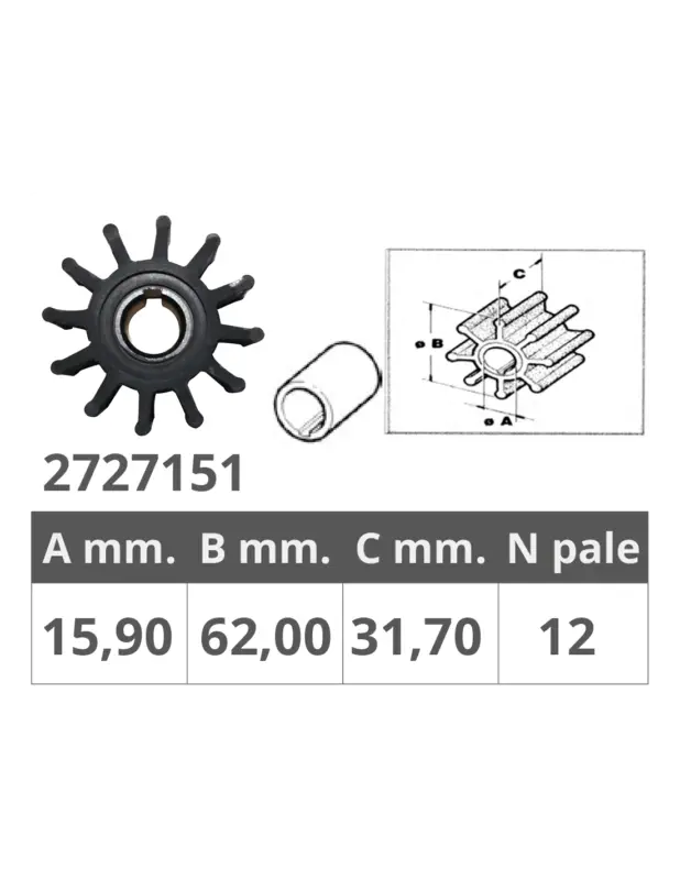 Solo Oggi Finnord girante universale compatibile Jabsco 18838-0001, Volvo, Yamaha