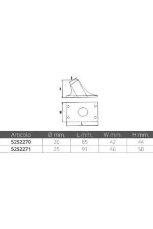 Nuova Collezione Supporto da piano inox AISI 316 per asta bandiera, Ø 20 e 25 mm