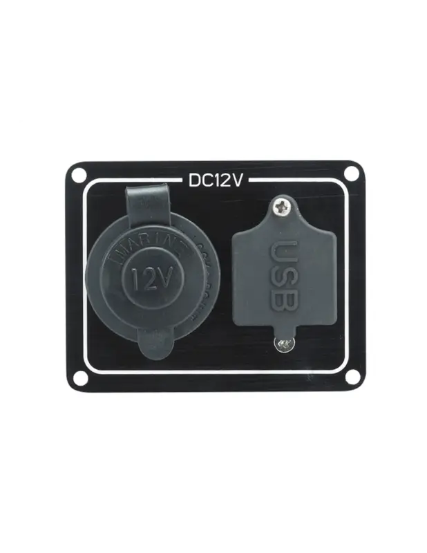 Subito Disponibile AAA pannello alluminio nero IP65 presa accendisigari 12V e USB 5V