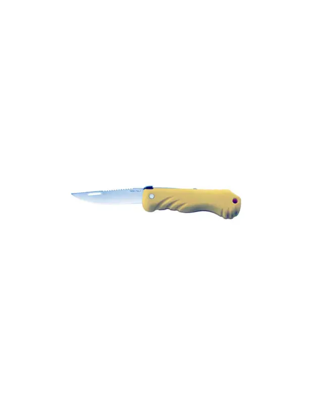 Prezzo Scontato Coltello serramanico galleggiante Mac Fisher, lama inox 9 cm, manico PP giallo