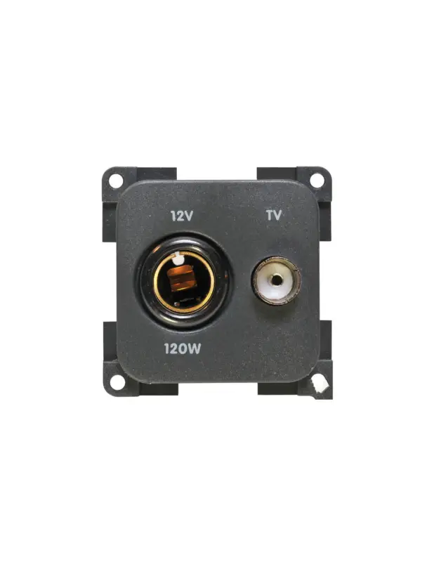 Sconto Presa 12V + TV CBE (9,5mm 75 Ohm) | Bianco e Grigio